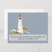 Matthew 11:28 Vuurtoren Word gauw weer beter Briefkaart (Voorkant / Achterkant)