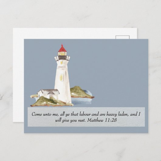 Matthew 11:28 Vuurtoren Word gauw weer beter Briefkaart (Voorkant / Achterkant)