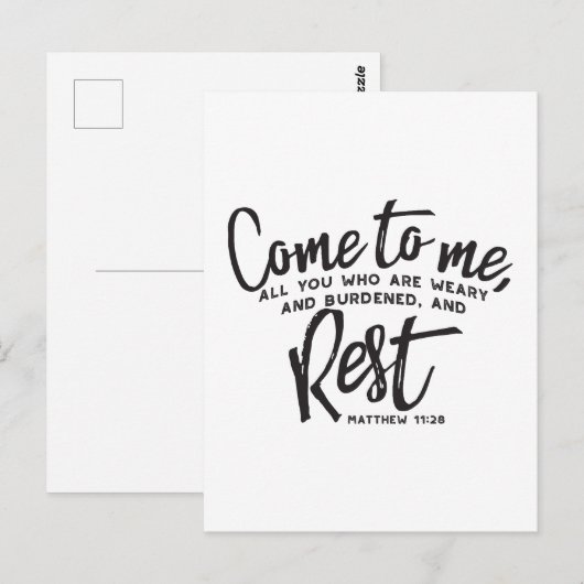 Matthew 11 Bijbelverse Briefkaart (Voorkant / Achterkant)