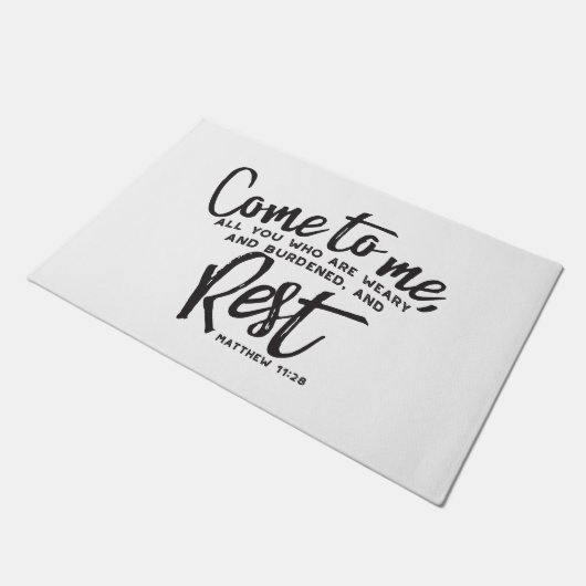 Matthew 11 Bijbelverse Deurmat (Schuin)