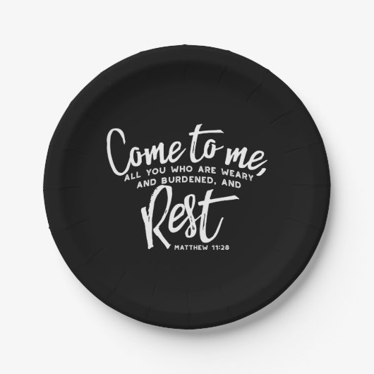 Matthew 11 Bijbelverse Papieren Bordje (Voorkant)