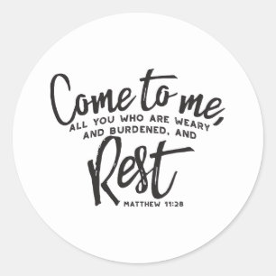 Matthew 11 Bijbelverse Ronde Sticker