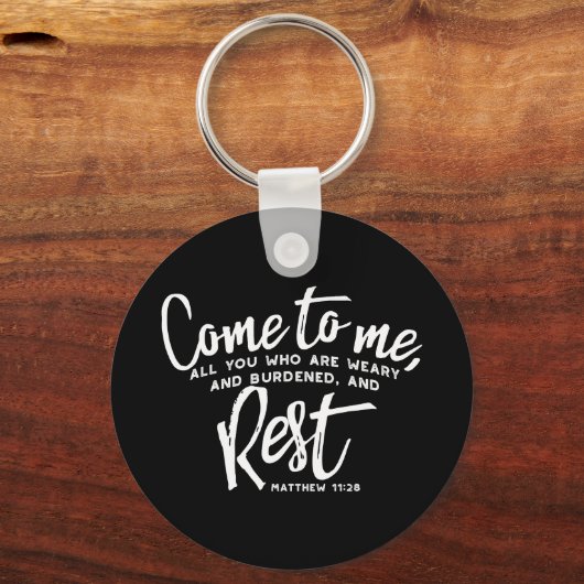 Matthew 11 Bijbelverse Sleutelhanger (Voorkant)