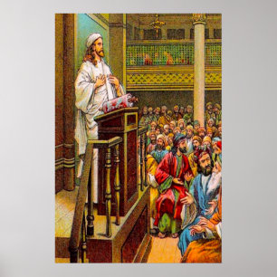 Matthew 13:53-58 Jezus onderwijst in de Synagogue Poster