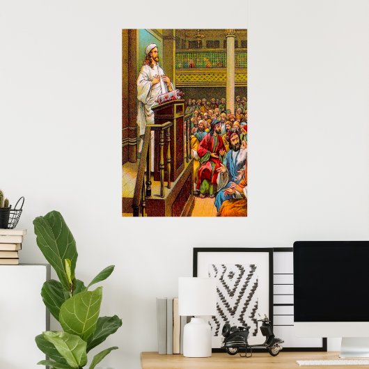 Matthew 13:53-58 Jezus onderwijst in de Synagogue Poster (Thuiskantoor)
