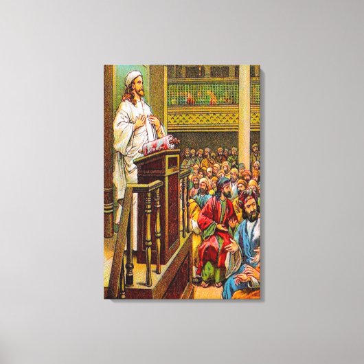 Matthew 13:53-58 onderwijzen in het Synagogue canv Canvas Afdruk (Voorkant)