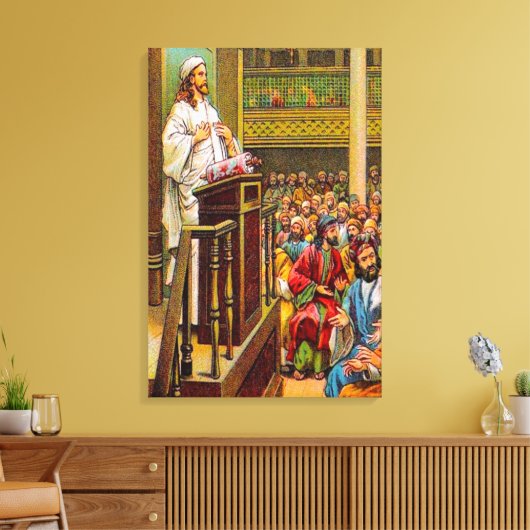 Matthew 13:53-58 onderwijzen in het Synagogue canv Canvas Afdruk (Insitu (Woonkamer))