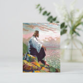 Matthew 14:22-23 Jesus Prays van Himself-briefkaar Briefkaart (Staand voorkant)