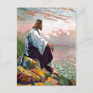 Matthew 14:22-23 Jesus Prays van Himself-briefkaar Briefkaart
