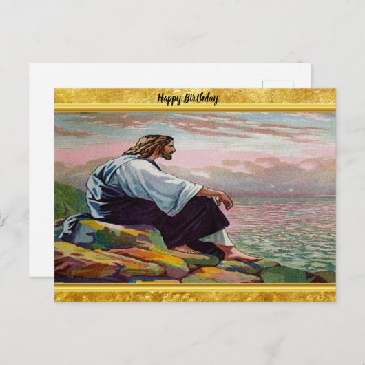 Matthew 14:22-23 Jesus Prays van Himself door het  Briefkaart (Voorkant / Achterkant)