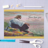 Matthew 14:22-23 Jesus Prays van Himself door het  Tissuepapier (Craft)