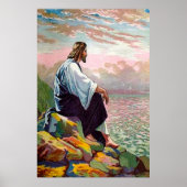 Matthew 14:22-23 Jesus Prays van Himself Poster (Voorkant)