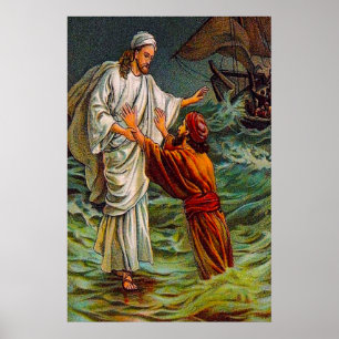 Matthew 14:28-33 Heer, Red me Poster