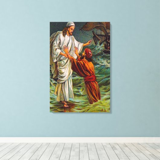 Matthew 14:28-33 Lord, Red me Canvas (Insitu (Houten vloer))