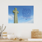 Matthew 16:24 celtisch kruis poster (Keuken)