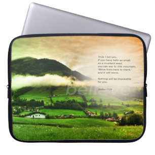 Matthew 17:20 Beweeg de bergen met de dubbele zons Laptop Sleeve