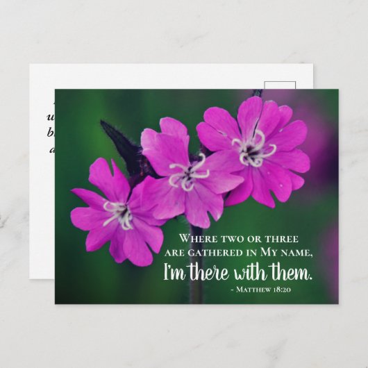 Matthew 18:20 Twee of drie Gather in mijn naam Briefkaart (Voorkant / Achterkant)