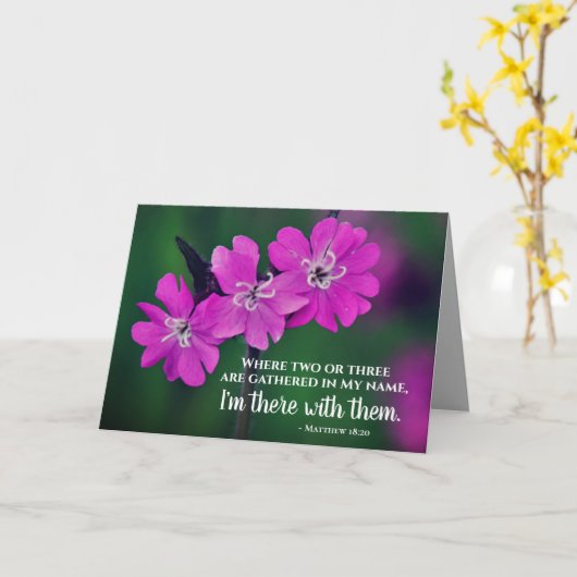 Matthew 18:20 Twee of drie Gather in mijn naam Kaart (Gele Bloem)