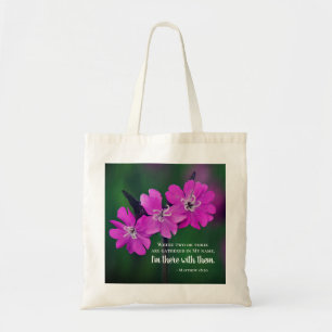 Matthew 18:20 Twee of drie Gather in mijn naam Tote Bag