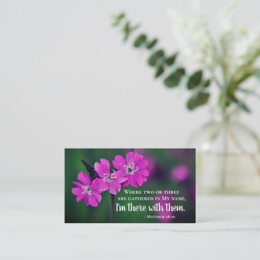 Matthew 18:20 Twee of drie Gather in mijn naam Visitekaartje (Staand voorkant)