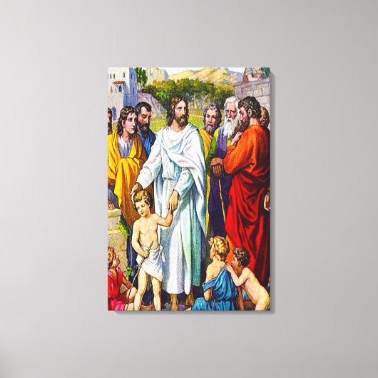 Matthew 19:13-15 Kleine kinderen komen naar Jezus Canvas Afdruk (Voorkant)