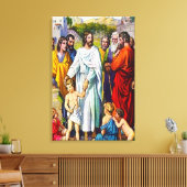 Matthew 19:13-15 Kleine kinderen komen naar Jezus Canvas Afdruk (Insitu (Woonkamer))