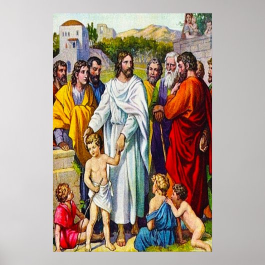 Matthew 19:13-15 Kleine kinderen komen naar Jezus Poster (Voorkant)