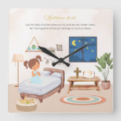 Matthew 19:14 Wall Clock Vierkante Klok (Voorkant)