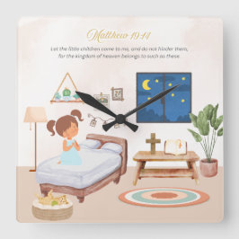 Matthew 19:14 Wall Clock Vierkante Klok