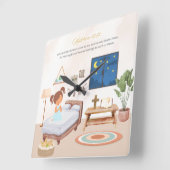 Matthew 19:14 Wall Clock Vierkante Klok (Hoek)