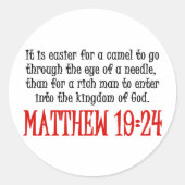 Matthew 19:24 ronde sticker (Voorkant)