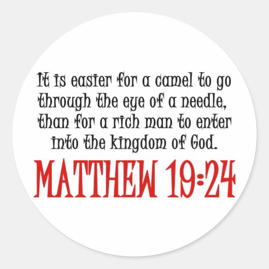Matthew 19:24 ronde sticker (Voorkant)