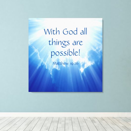 Matthew 19:26 canvas afdruk (Insitu (Houten vloer))