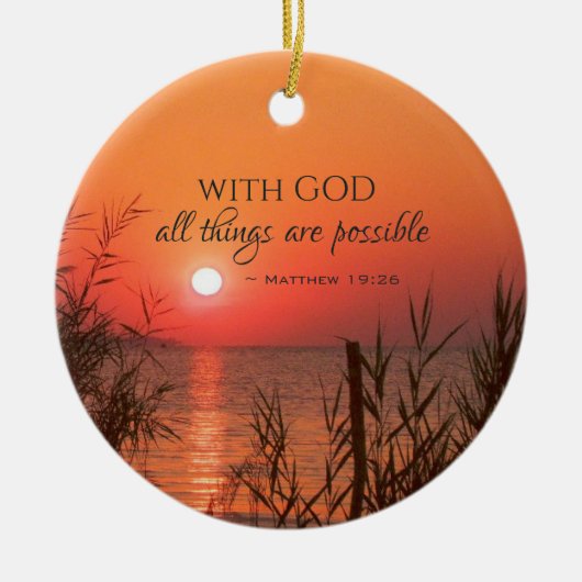 Matthew 19:26 met God alle bijbels Kerstmis Keramisch Ornament (Voorkant)