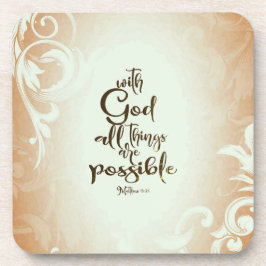 Matthew 19:26 met God alles is mogelijk Bier Onderzetter