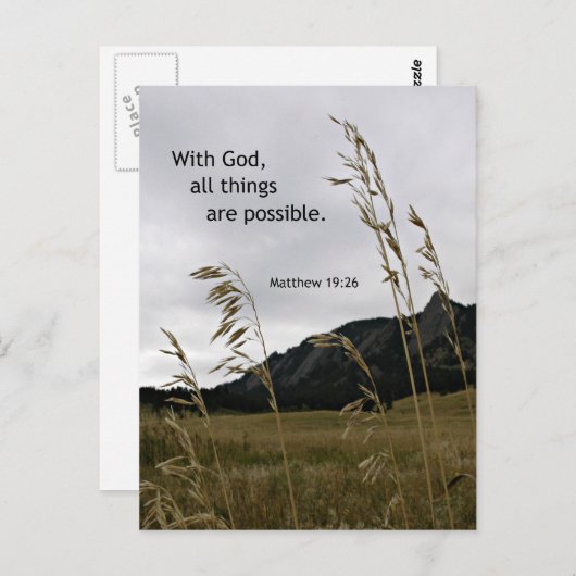 Matthew 19:26 met God, alles is mogelijk Briefkaart (Voorkant / Achterkant)