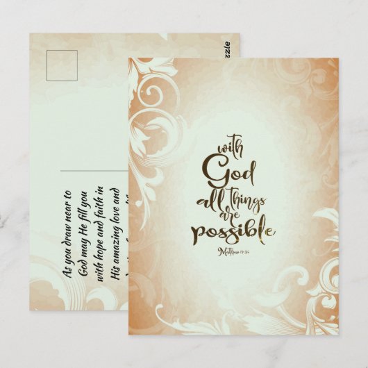 Matthew 19:26 met God alles is mogelijk Briefkaart (Voorkant / Achterkant)