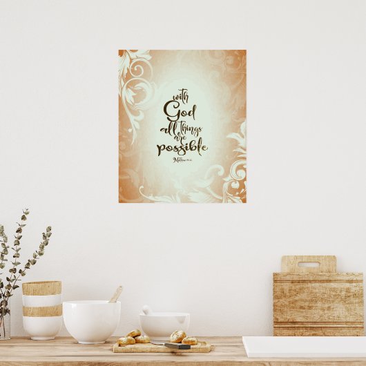 Matthew 19:26 met God alles is mogelijk Poster (Keuken)