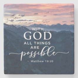 Matthew 19:26 met God alles is mogelijk Stenen Onderzetter