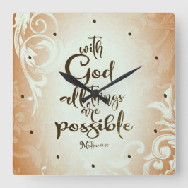 Matthew 19:26 met God alles is mogelijk Vierkante Klok