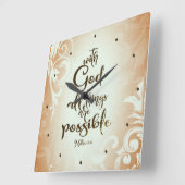 Matthew 19:26 met God alles is mogelijk Vierkante Klok (Hoek)