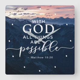 Matthew 19:26 met God alles is mogelijk Vierkante Klok