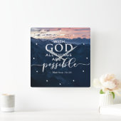 Matthew 19:26 met God alles is mogelijk Vierkante Klok (Huis)