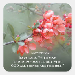 Matthew 19:26 met GOD Alles is mogelijk Vierkante Sticker