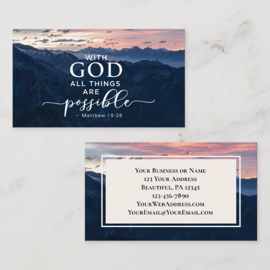 Matthew 19:26 met God alles is mogelijk Visitekaartje (Voorkant / Achterkant)