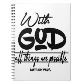 Matthew 19:26 met God is alles mogelijk. Notitieboek (Voorkant)