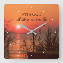Matthew 19:26 Met God zijn alle dingen mogelijk Vierkante Klok
