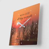 Matthew 19:26 Met God zijn alle dingen mogelijk Vierkante Klok (Hoek)