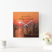 Matthew 19:26 Met God zijn alle dingen mogelijk Vierkante Klok (Huis)