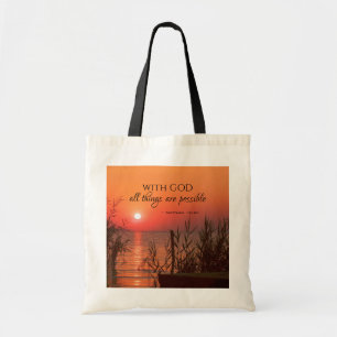 Matthew 19:26 Met God zijn alles mogelijk Tote Bag